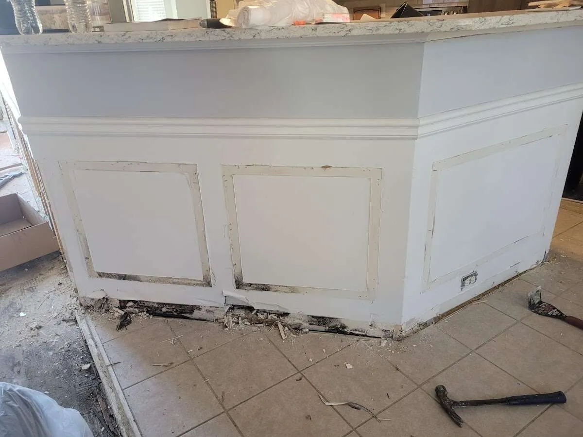 Water damage and mold on kitchen during Mold Inspection & Testing in Rio Pinar